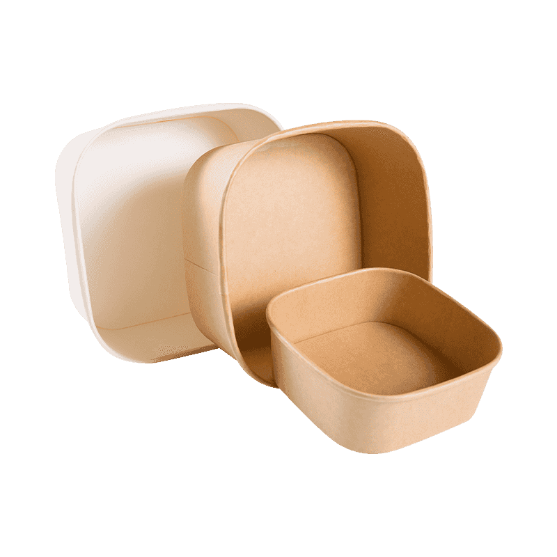 PROMPTU Environmental Friendly Kraft Paper Takeaway Square Paper Bowl Packaging Boxes