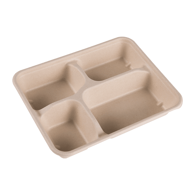 Recyclable 4 Compartment Food Prandium Fast Food Tray