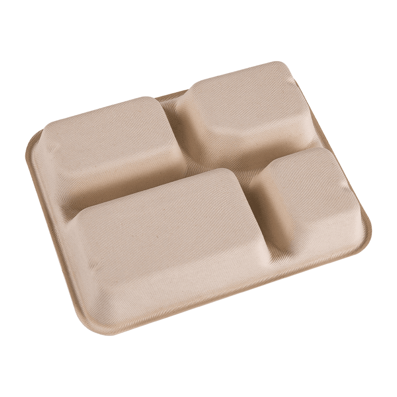 Recyclable 4 Compartment Food Prandium Fast Food Tray